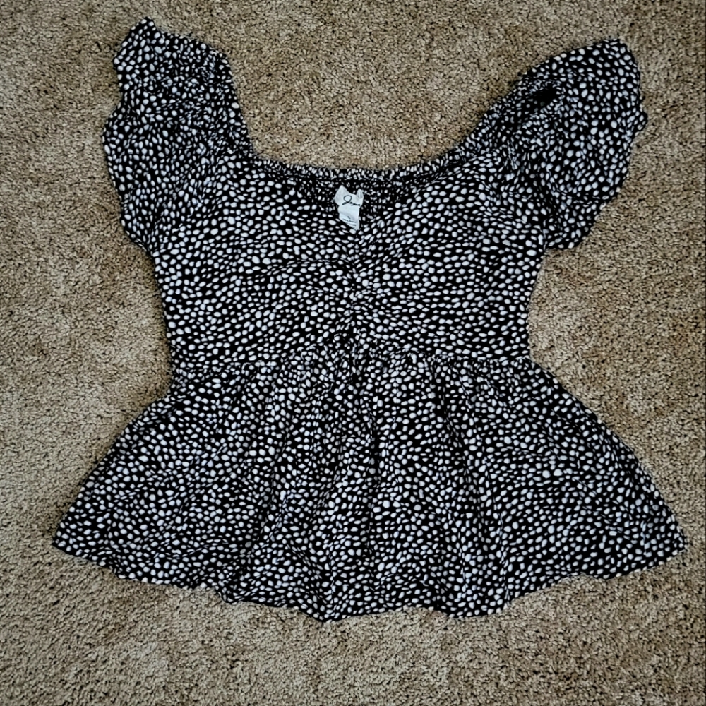 Off the shoulder top with rouche detail